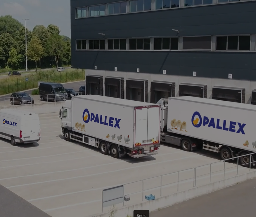 Opallex branded refrigerated trucks at a loading dock